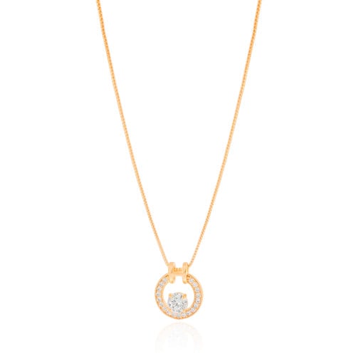 Gargantilha Redondo Cravejado Ponto de Luz Cristal Banhado a Ouro 18K - 45 cm