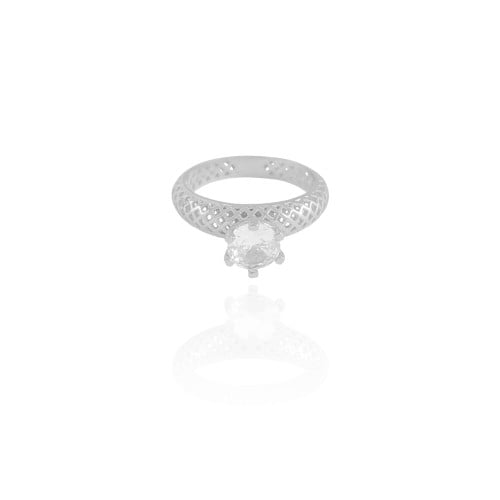 Anel Vazado Ponto de Luz Cristal Tamanho 12 Ródio Branco