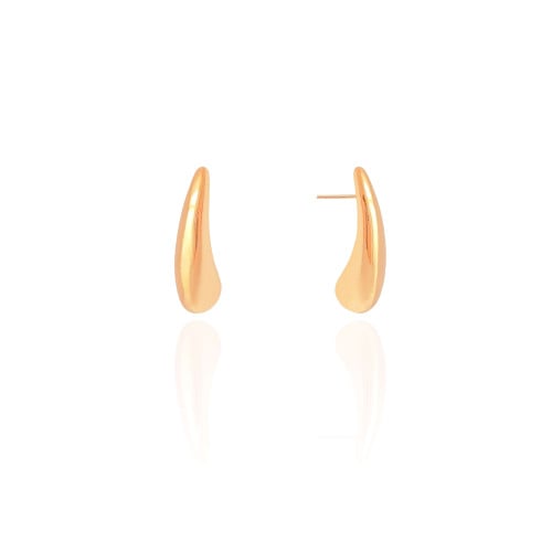 Brinco Gota Lisa 2.6 cm Banhado a Ouro 18K