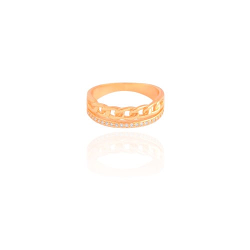 Anel Grumet Cravejado Cristal Tamanho 16 Banhado a Ouro 18K