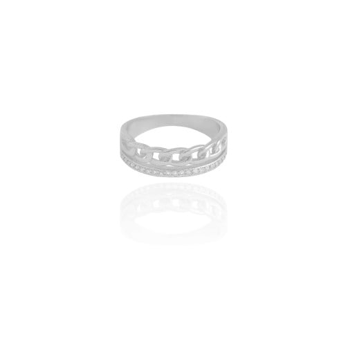 Anel Grumet Cravejado Cristal Tamanho 18 Ródio Branco