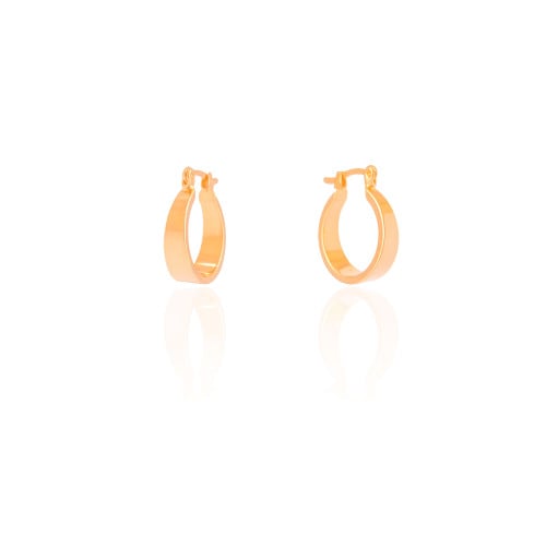 Brinco Argola Fecho Italiano Oval Lisa 2.1 cm Banhado a Ouro 18K