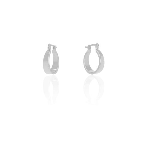 Brinco Argola Fecho Italiano Oval Lisa 2.1 cm Ródio Branco