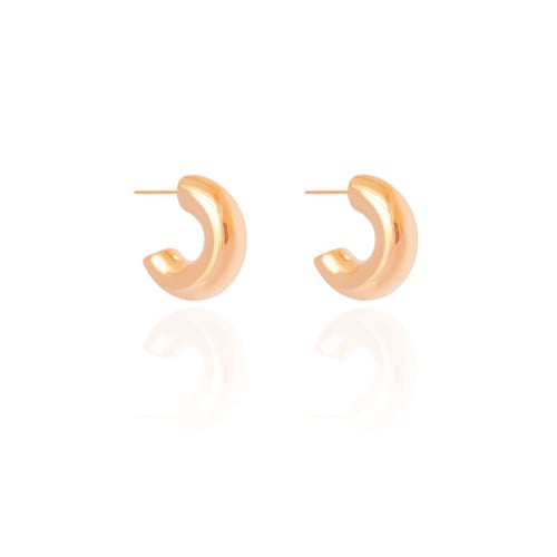 Brinco Argola Tubo Lisa ABS 2.1 cm Banhado a Ouro 18K