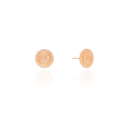 Brinco Redondo Baguetes Cravejado Cristal 1.4 cm Banhado a Ouro 18K