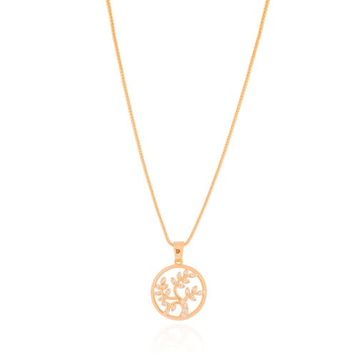 Gargantilha Veneziana Árvore da Vida Cravejada Cristal Banhado a Ouro 18K - 45 cm