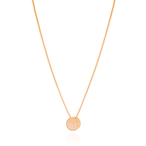 Gargantilha Veneziana Redondo Cravejado Cristal Banhado a Ouro 18K - 45 cm