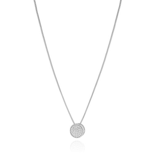 Gargantilha Veneziana Redondo Cravejado Cristal Ródio Branco - 45 cm