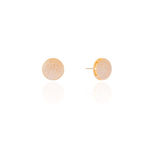 Brinco Redondo Cravejado Cristal 1.4 cm Banhado a Ouro 18K