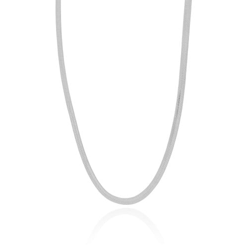 Choker Malha Fita 3 mm Ródio Branco