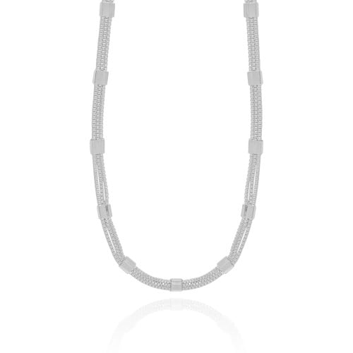 Choker Veneziana Tripla Detalhada Ródio Branco