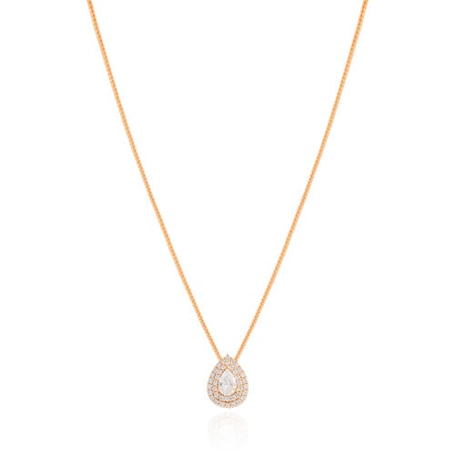 Gargantilha Veneziana Gota Cravejada Cristal Banhado a Ouro 18K - 40 cm