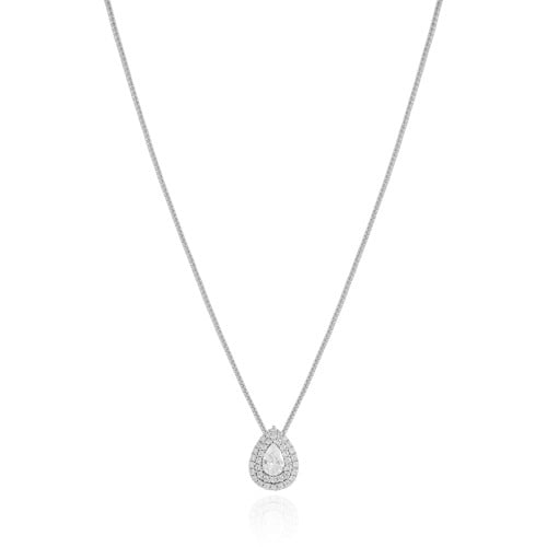 Gargantilha Veneziana Gota Cravejada Cristal Ródio Branco - 40 cm