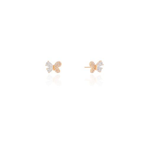 Brinco Borboleta Cravejado Cristal 8 mm Banhado a Ouro 18K