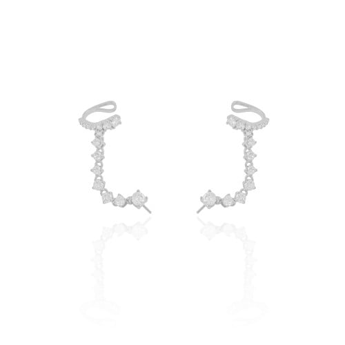 Ear Line Pontos de Luz Cristal Ródio Branco