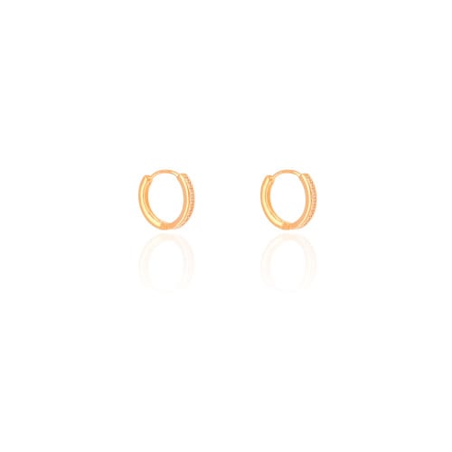 Brinco Argola Click Cravejado Cristal 1.2 cm Banhado a Ouro 18K