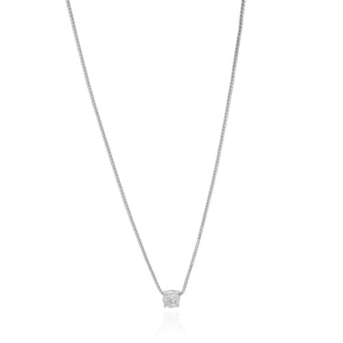 Gargantilha Veneziana Ponto de Luz Cristal 5 mm Ródio Branco - 45 cm