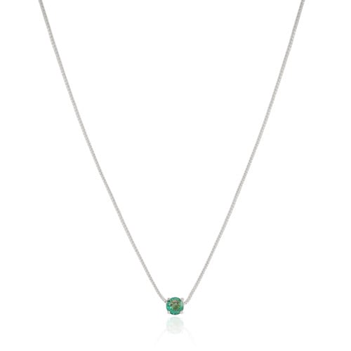 Gargantilha Veneziana Ponto de Luz Turmalina 5 mm Ródio Branco - 45 cm
