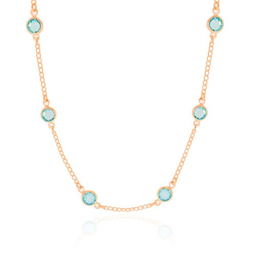 Choker Pontos de Luz Topázio Azul 6 mm Banhado a Ouro 18K