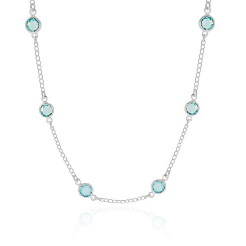 Choker Pontos de Luz Topázio Azul 6 mm Ródio Branco