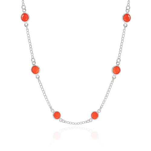 Choker Pontos de Luz Laranja 6 mm Ródio Branco