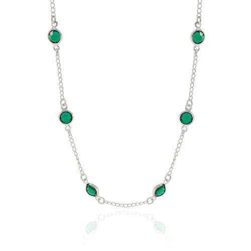 Choker Pontos de Luz Esmeralda 6 mm Ródio Branco