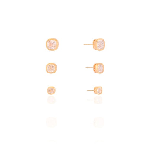 Trio Pontos de Luz Cristal Banhado a Ouro 18K