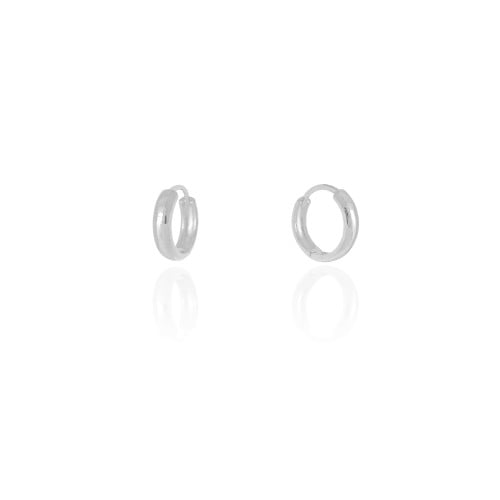 Brinco Argola Click Lisa 1.4 cm Ródio Branco