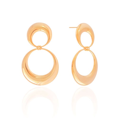 Brinco Argola Frontal Dupla Lisa 5.4 cm Banhado a Ouro 18K