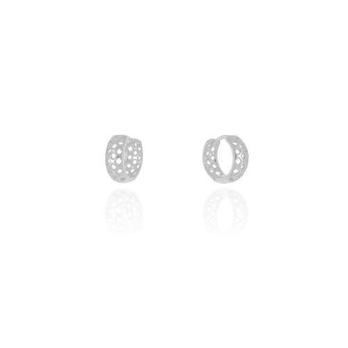 Brinco Argola Click Tela 1.3 cm Ródio Branco