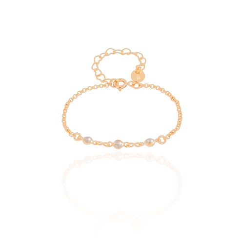 Pulseira Infantil Pérolas 3 mm Banhado a Ouro 18K