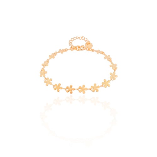 Pulseira Infantil Flores Banhado a Ouro 18K