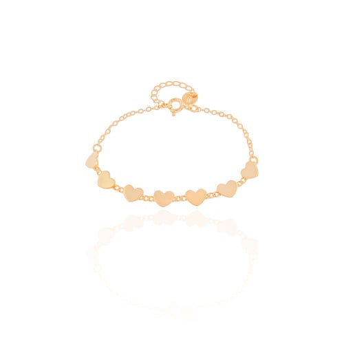 Pulseira Infantil Corações Lisos Banhado a Ouro 18K