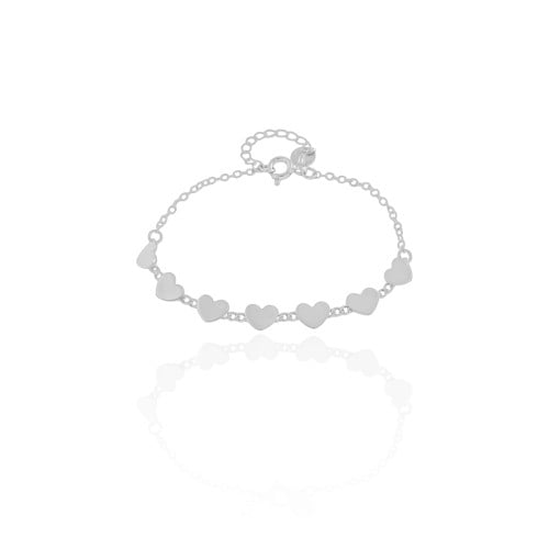 Pulseira Infantil Corações Lisos Ródio Branco