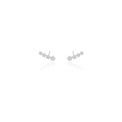 Ear Cuff Infantil Estrelas Ródio Branco
