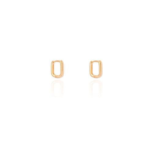 Brinco Infantil Argola Retangular 1.1 cm Banhado a Ouro 18K