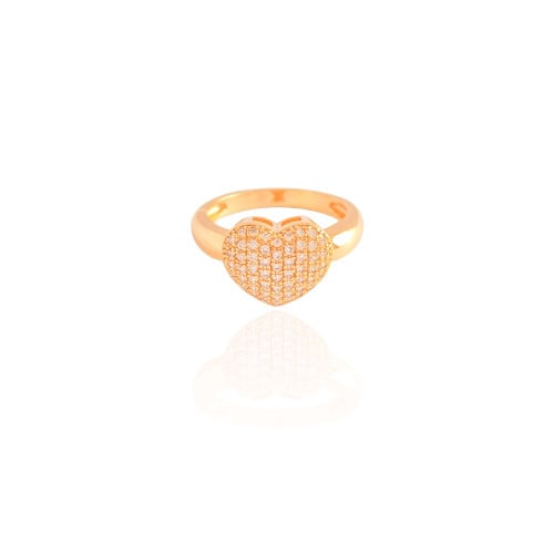 Anel Coração Cravejado Cristal Tamanho 23 Banhado a Ouro 18K