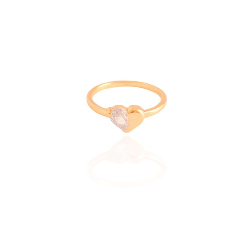 Anel Coração Liso Cristal Tamanho 13 Banhado a Ouro 18K