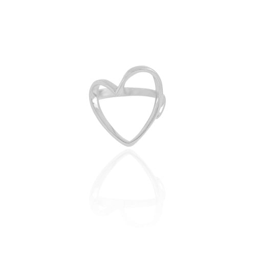 Anel Coração Vazado Tamanho 18 Ródio Branco