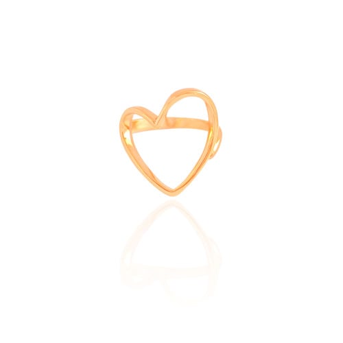 Anel Coração Vazado Tamanho 25 Banhado a Ouro 18K