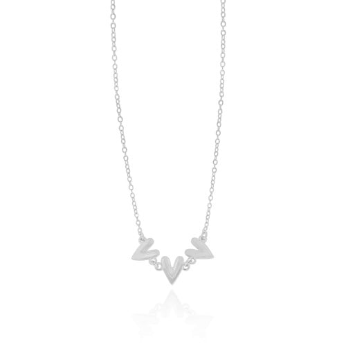 Choker Elos Corações Lisos Ródio Branco