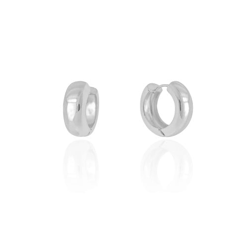 Brinco Argola Click Reta Lisa 2.2 cm Ródio Branco