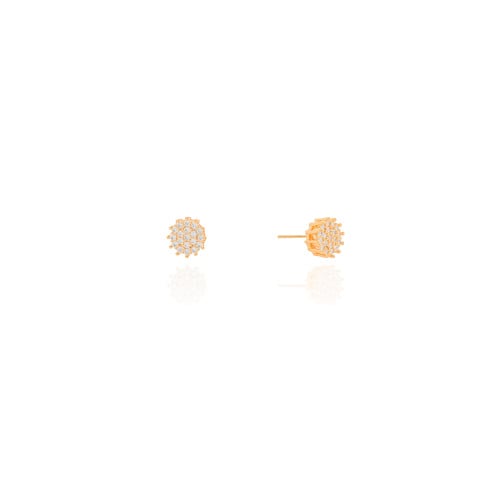 Brinco Redondo Cravejado Cristal 8 mm Banhado a Ouro 18K
