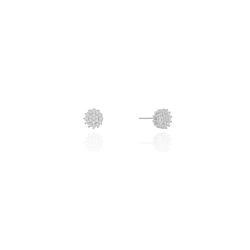 Brinco Redondo Cravejado Cristal 8 mm Ródio Branco