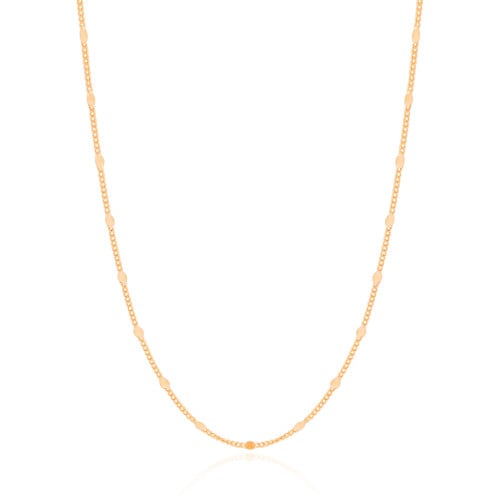 Gargantilha Plaquinhas Grumet 2 mm Banhado a Ouro 18K - 45 cm