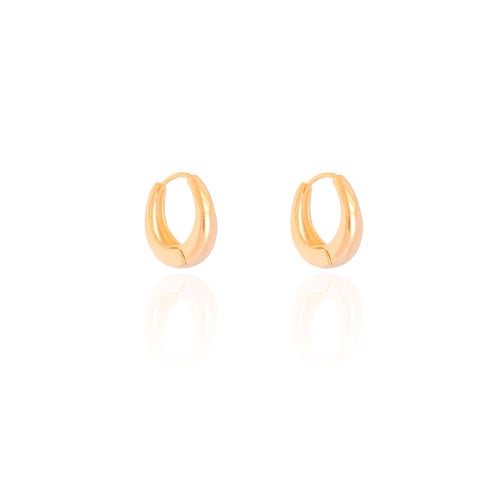 Brinco Argola Click Oval Liso 1.8 cm Banhado a Ouro 18K