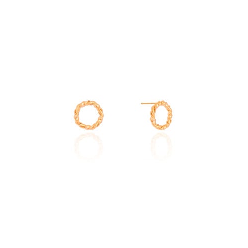Brinco Argola Frontal Torcida Detalhes 1.2 cm Banhado a Ouro 18K