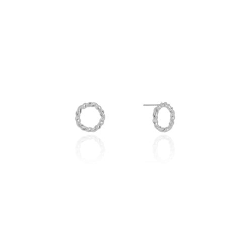 Brinco Argola Frontal Torcida Detalhes 1.2 cm Ródio Branco