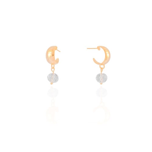 Brinco Argola Lisa Cristal 2.6 cm Banhado a Ouro 18K