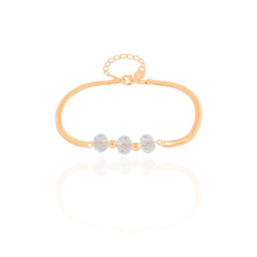 Pulseira Snake Cristais 8 mm Banhado a Ouro 18K